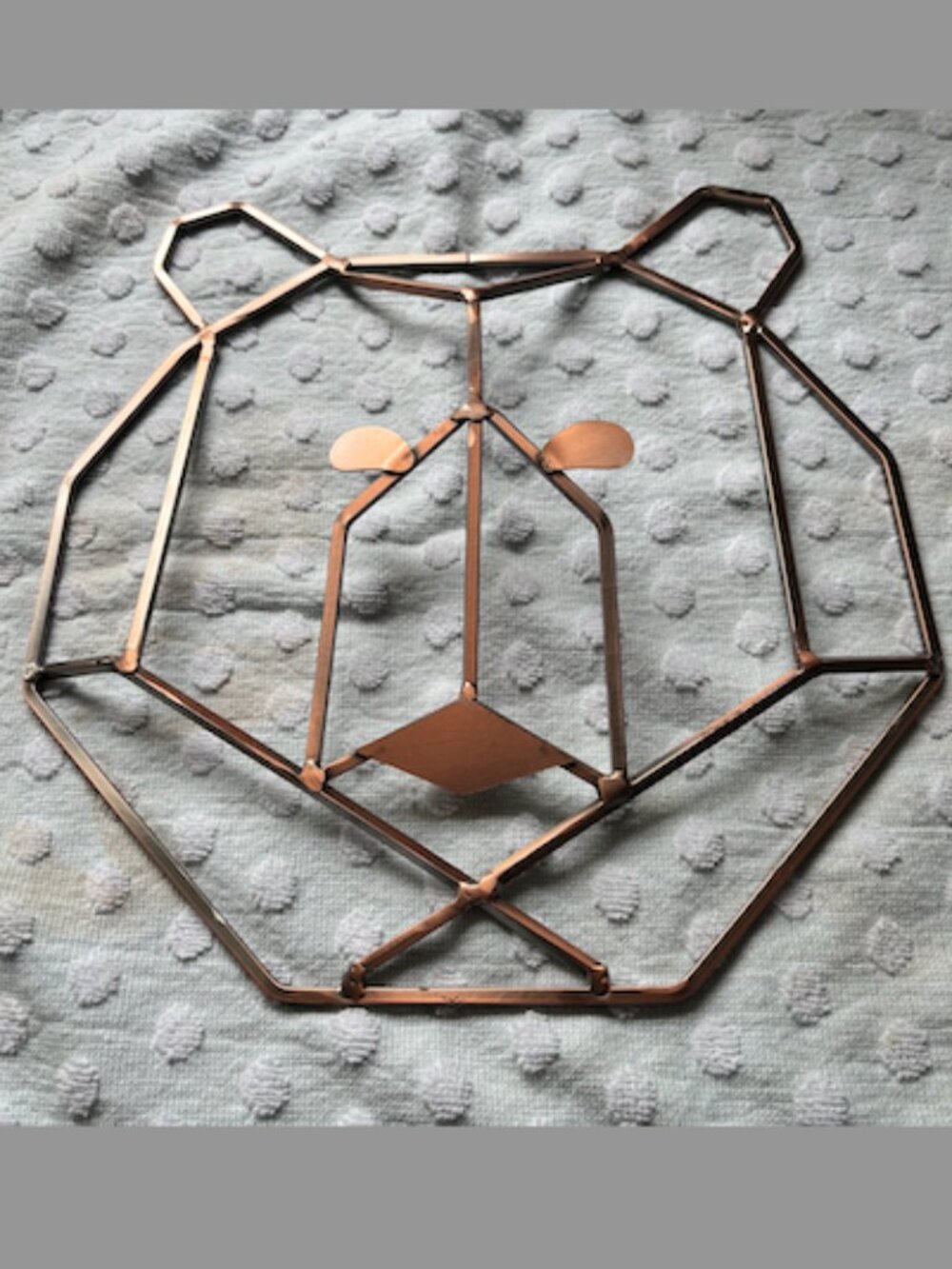 Metal Copper-Looking Bear Decor - 12in x 6in